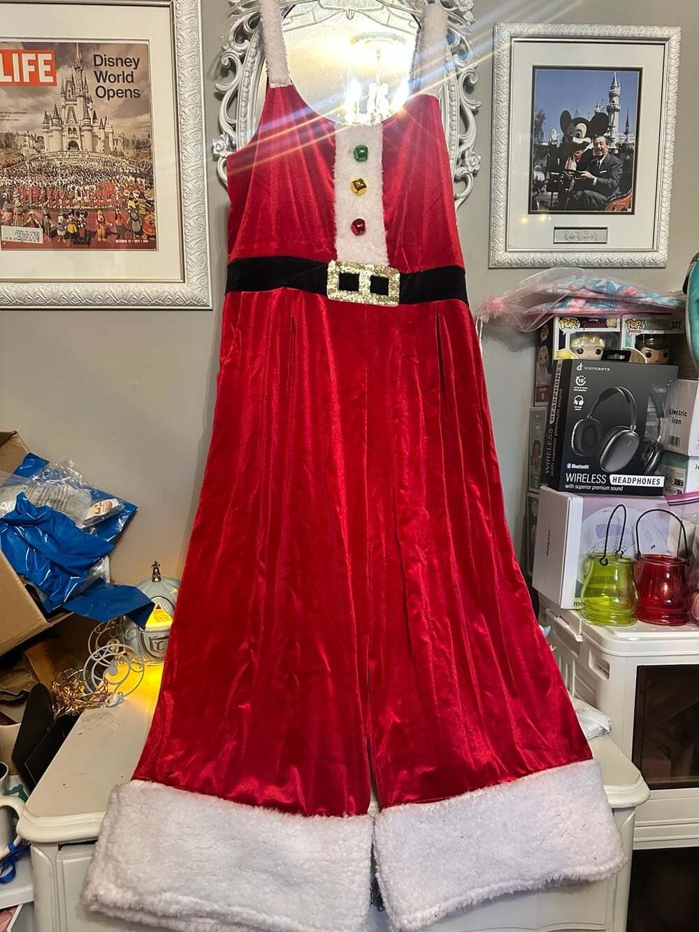 Love on a Hanger Christmas Jumpsuit Velvet Santa Costume